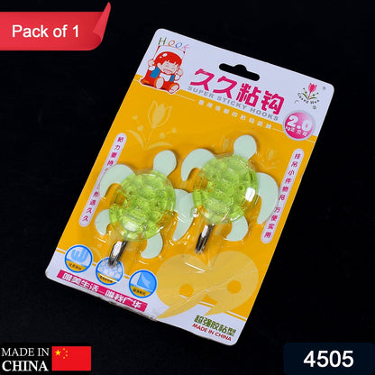 4505 TURTLE STRONG ADHESIVE HOOK WALL HOOKS HIGH QUALITY PREMIUM HOOK FOR HOME , OFFICE , & MULTIUSE HOOK ( 1 PKT ) DeoDap