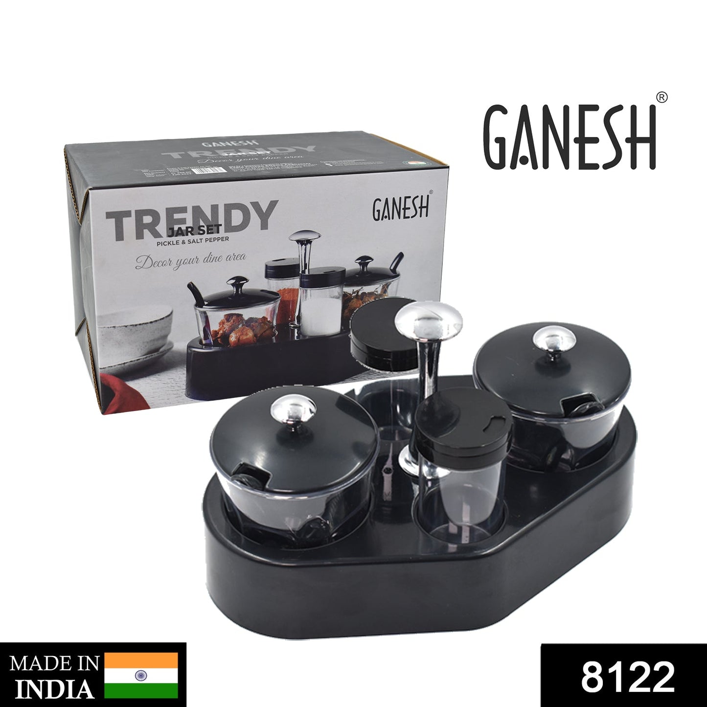 8122 Ganesh rendy Condiment set For Kitchen Transparent jar For Easy To Access Spice 1 Piece Spice Set  (Plastic) DeoDap