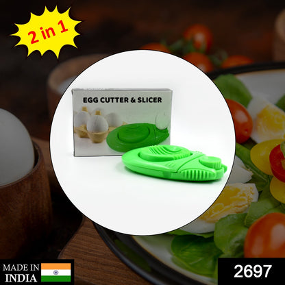 2697 2 in 1 Egg Opener Cutter used in all kinds of household and official places specially, for cutting and slicing of eggs etc. DeoDap