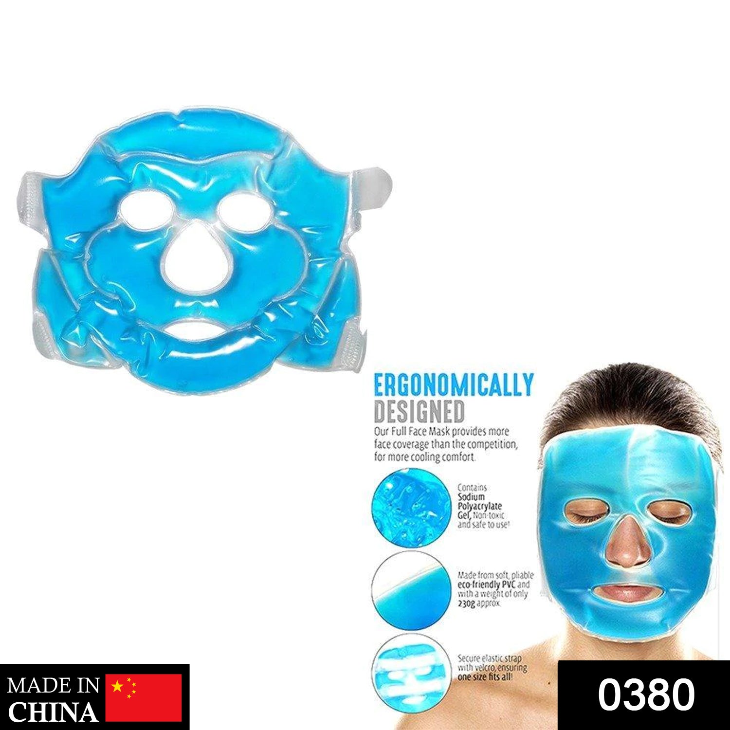 0380 Cooling Gel Face Mask with Strap-on Velcro, Medium DeoDap