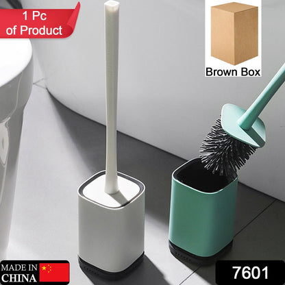 7601 Silicone Toilet Brush with Holder Stand , Brush for Bathroom Cleaning, Cleaning Silicone Brush and Holder DeoDap