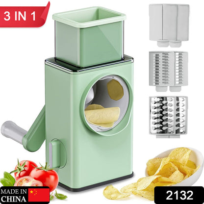 2132 Vegetable Shredder Round Mandolin Slicer, Grater, Shredder Salad Maker - Large Feed Port - Suction Base - Cutter for Vegetable, Fruit, Cookie. DeoDap