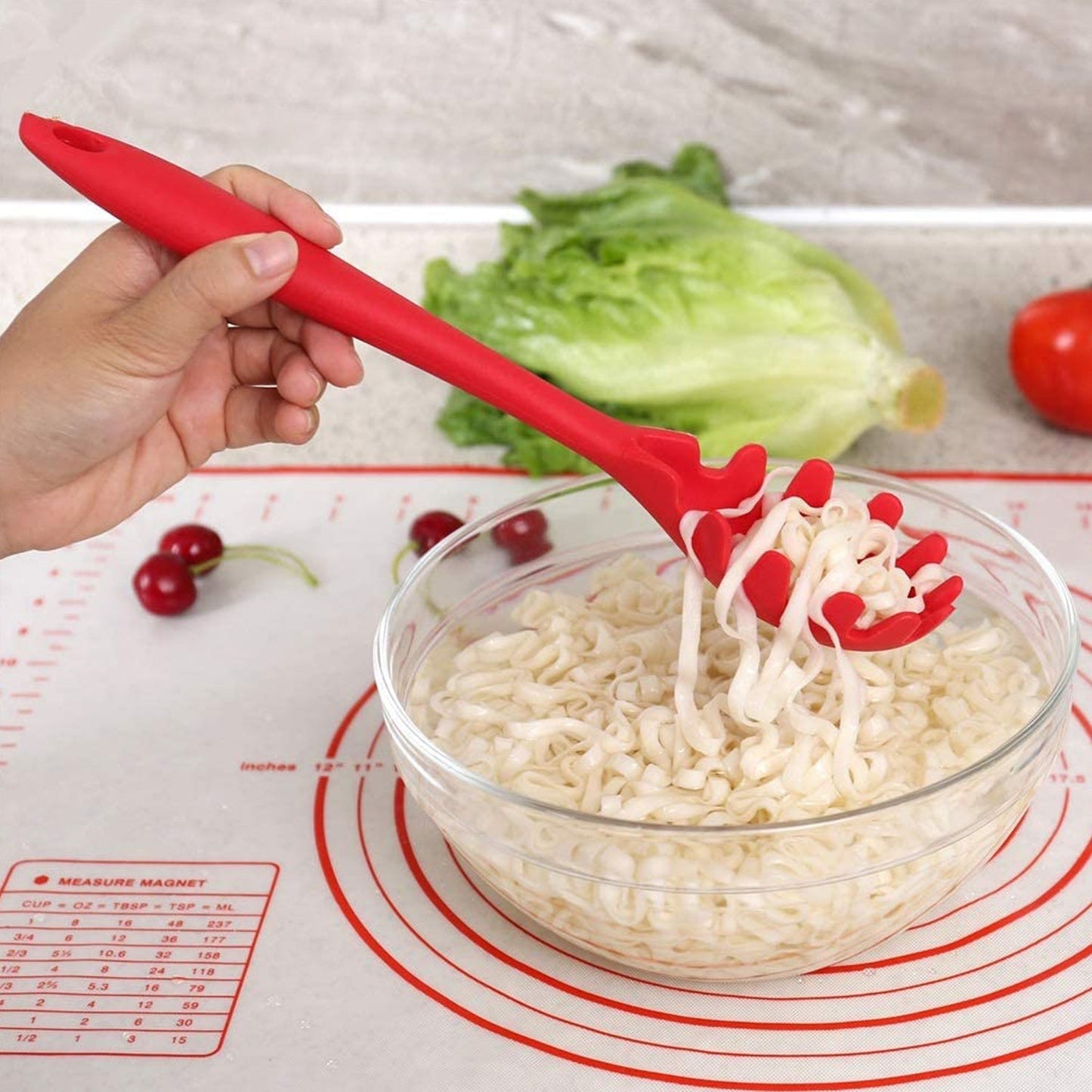 2995 Silicone Pasta Fork Stainless Steel Spaghetti Server | Pasta Server. DeoDap