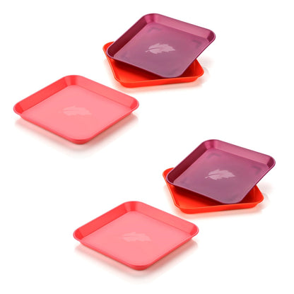 2706 Square Plastic Dinner Plate Set (Set of 6 Pcs) Colorful Snacks / Breakfast Plate DeoDap