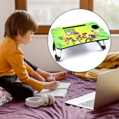 7695 Ben 10 Design Foldable Bed Study Table Portable Multifunction Laptop Table Lapdesk for Children Bed Foldable Table Work Office Home with Tablet Slot & Cup Holder DeoDap