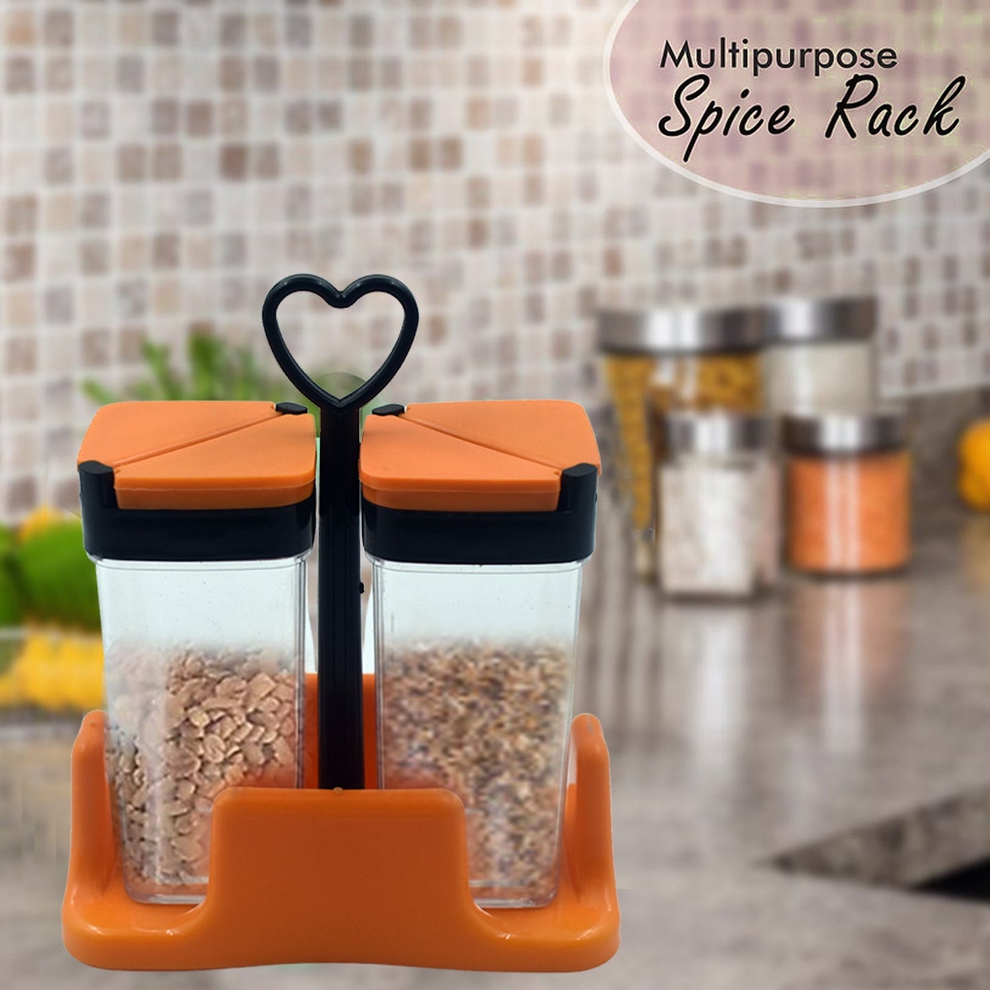 2070 Multipurpose Masala/Spice Rack Container with tray- Set of 2Pcs DeoDap