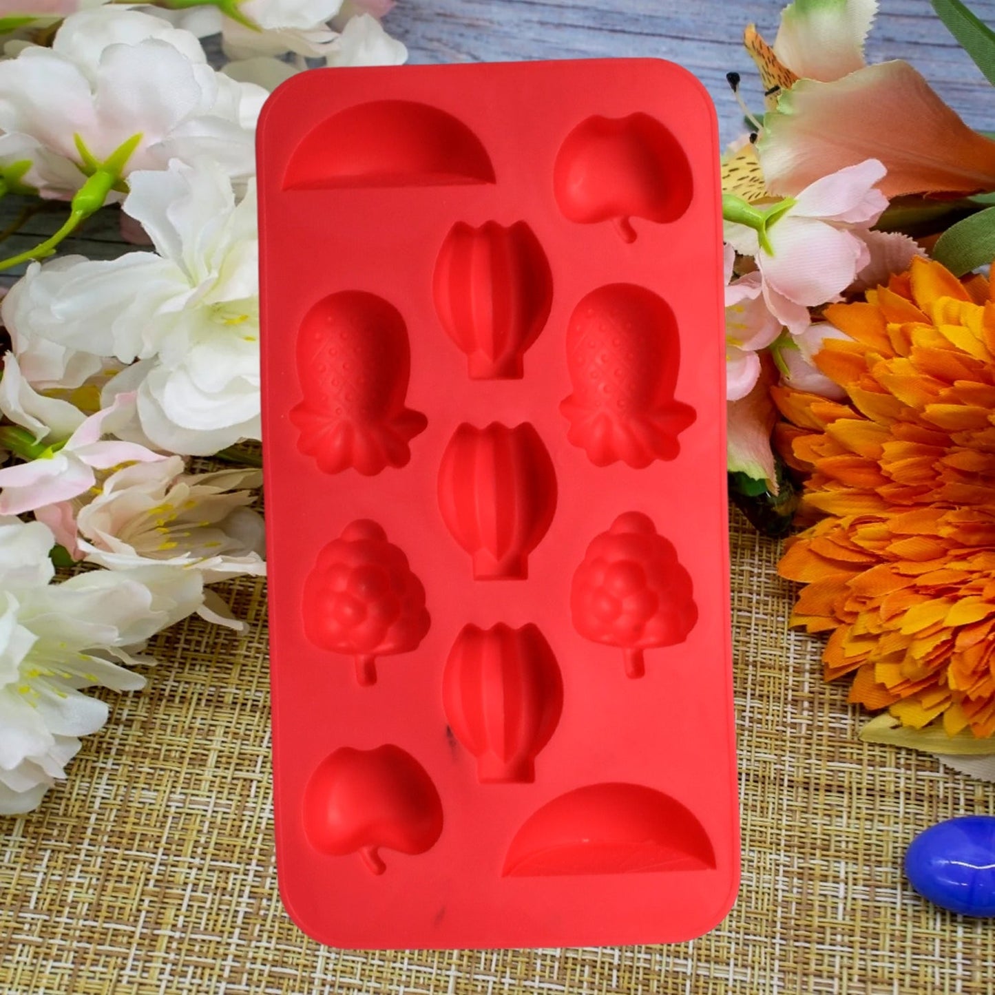 5354  Fruit Theme Silicone Fondant Mold Ice Cube Mold Chocolate Mold 11 Cavity Mold Tray for Home Kitchen Tool DeoDap