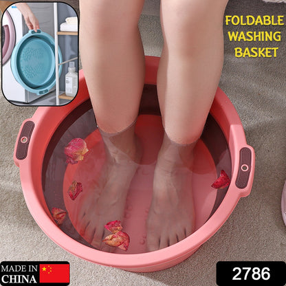 2786 Multi-Purpose Portable Collapsible Folding Tub, with Hanging Hole & Save Storage Space, Also use for Foot Spa. DeoDap