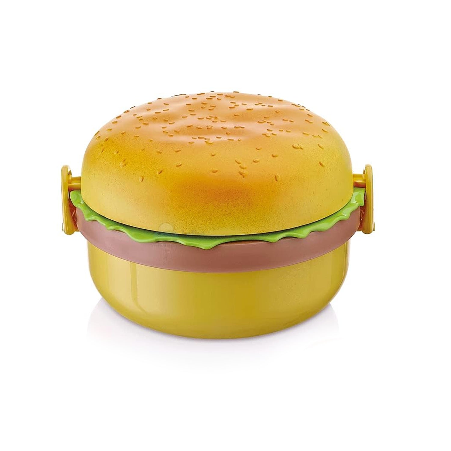 5313 Burger Shape Lunch Box Plastic Lunch Box Food Container Sets Double Layer Lunchbox 1000ml With 2 Spoon Applicable to Kids and Elementary School Students DeoDap