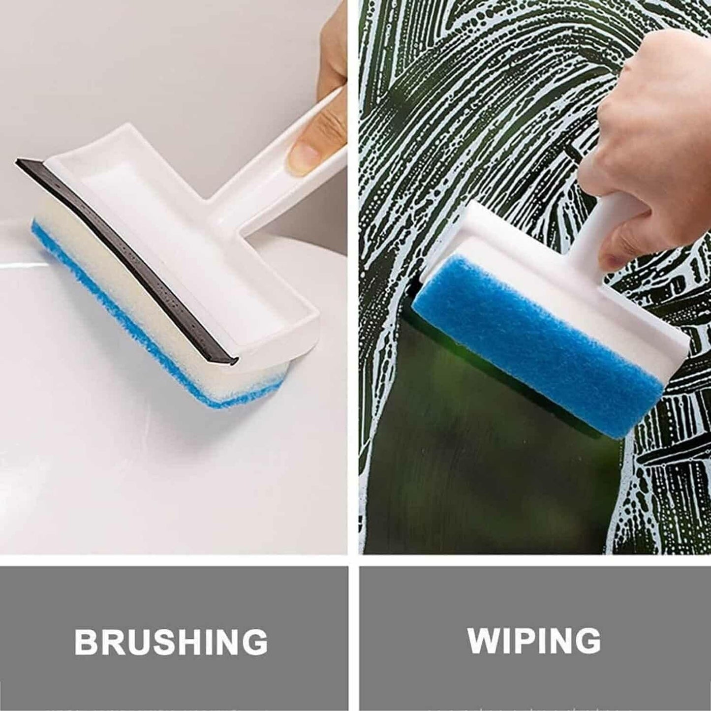 7602 2 in 1 Glass Wiper Cleaning Brush Mirror Grout Tile Cleaner Washing Pot Brush Double-Sided Glass Wipe Bathroom Wiper Window Glass Wiper DeoDap