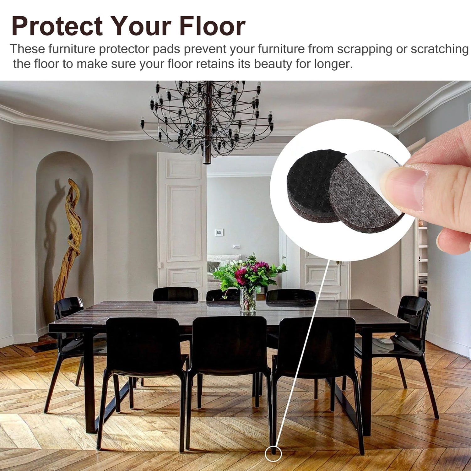 1767 Round Self Adhesive Rubber Pads for Furniture Floor Scratch Protection (pack of 18) DeoDap