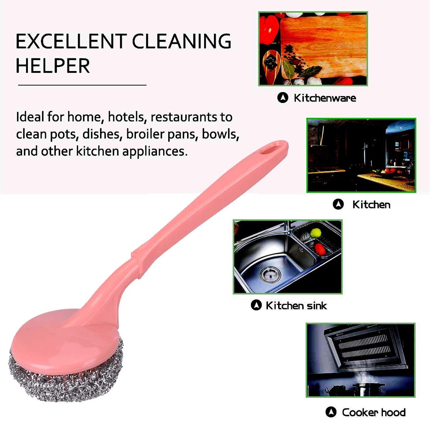 2804 Scrubber with Handle for Kitchen and Utensil Cleaning and Hard Stains, DeoDap