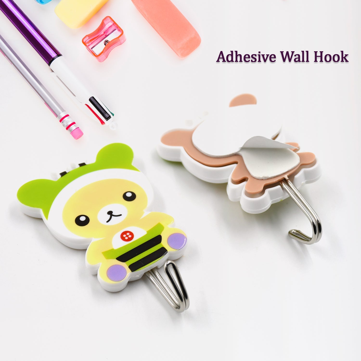 4584 Self Adhesive Hooks Cartoon, Self Adhesive Smiley Hooks Wall Door Sticky Hanger Hooks (2pc). 