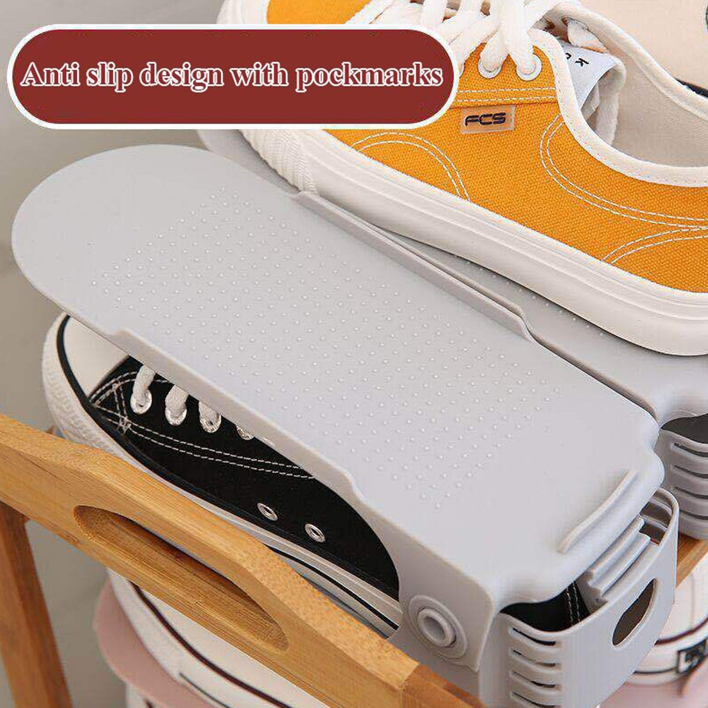 1336A ADJUSTABLE FOLDING SHOE SLOTS ORGANIZER . Chappal Stand DeoDap