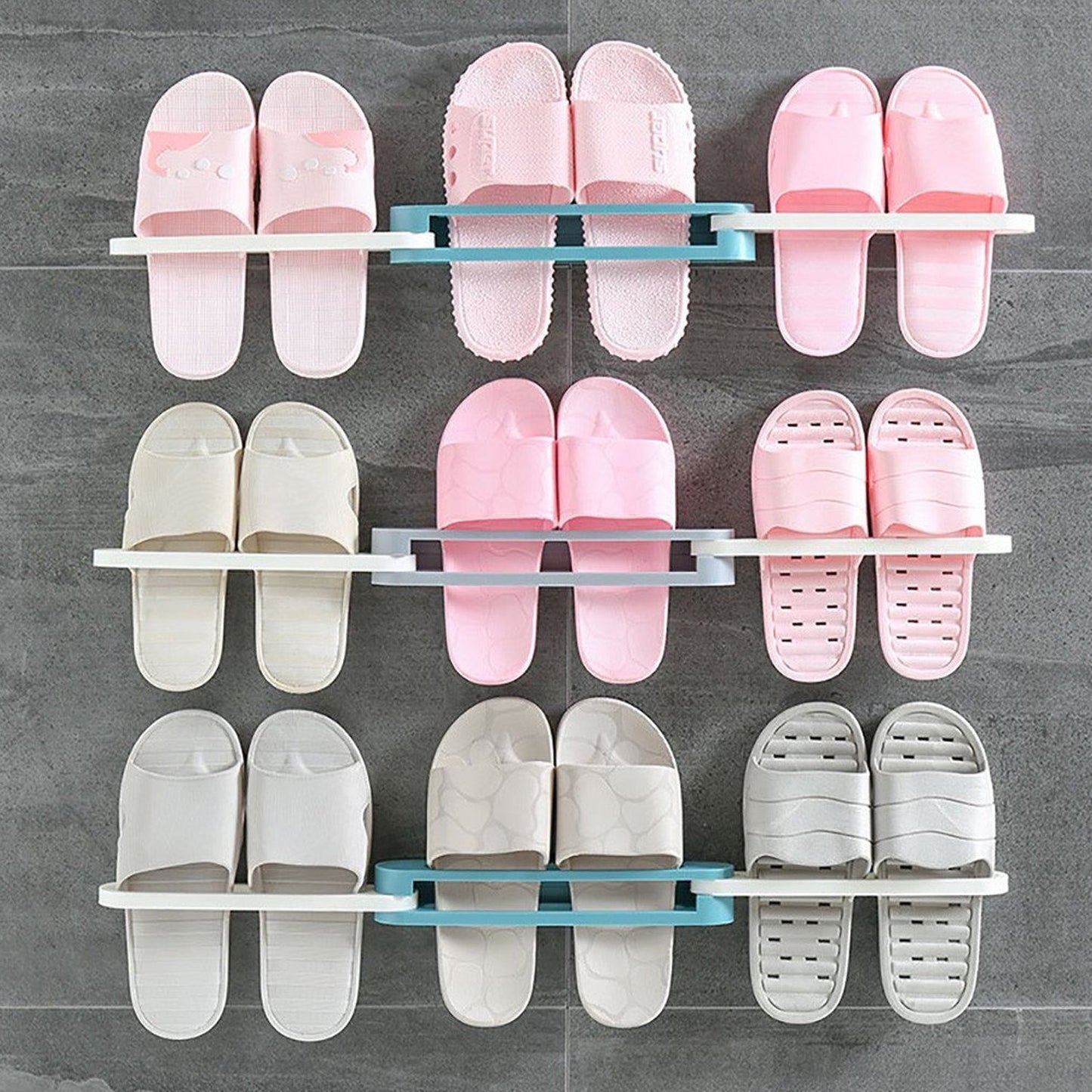 1122A Plastic Folding Shoe Rack Organizer with Wall Mounted DoeDap