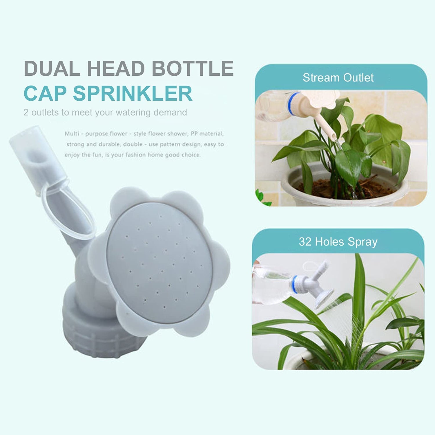 4978   2 in 1 Bottle Cap Sprinkler Dual Head Bottle Watering Spout Double Ended Bottle Watering Nozzle  Watering Can Nozzle for Indoor Seedlings Plant Garden Tool DeoDap