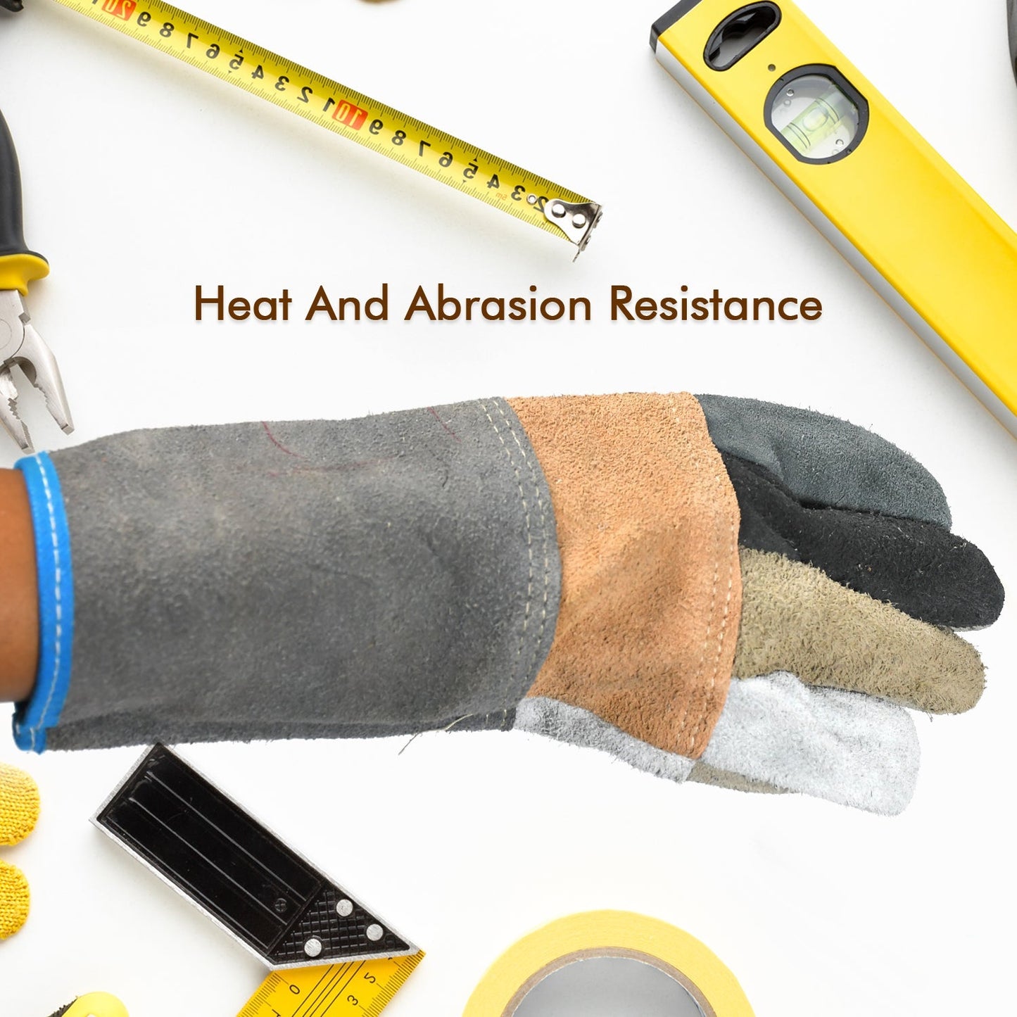 0716A Industrial Heavy Duty Welding Leather Glove With Inner Lining, Heat And Abrasion Resistance Glove DeoDap