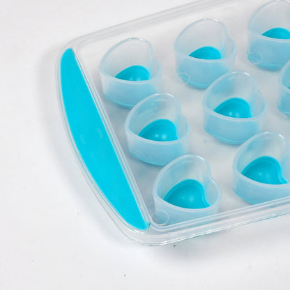 5352 Easy Push Premium POP-UP ice Tray, With Flexible Silicon Bottom and Lid, Heart Shape 18 Cube Trays DeoDap