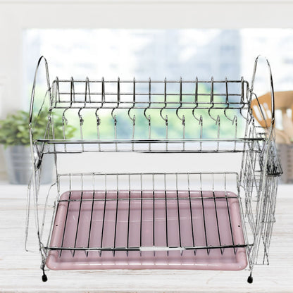 7663 Stainless Steel S Shape 2 Layer Kitchen Dish Drainer Organizer Storage Rack DeoDap