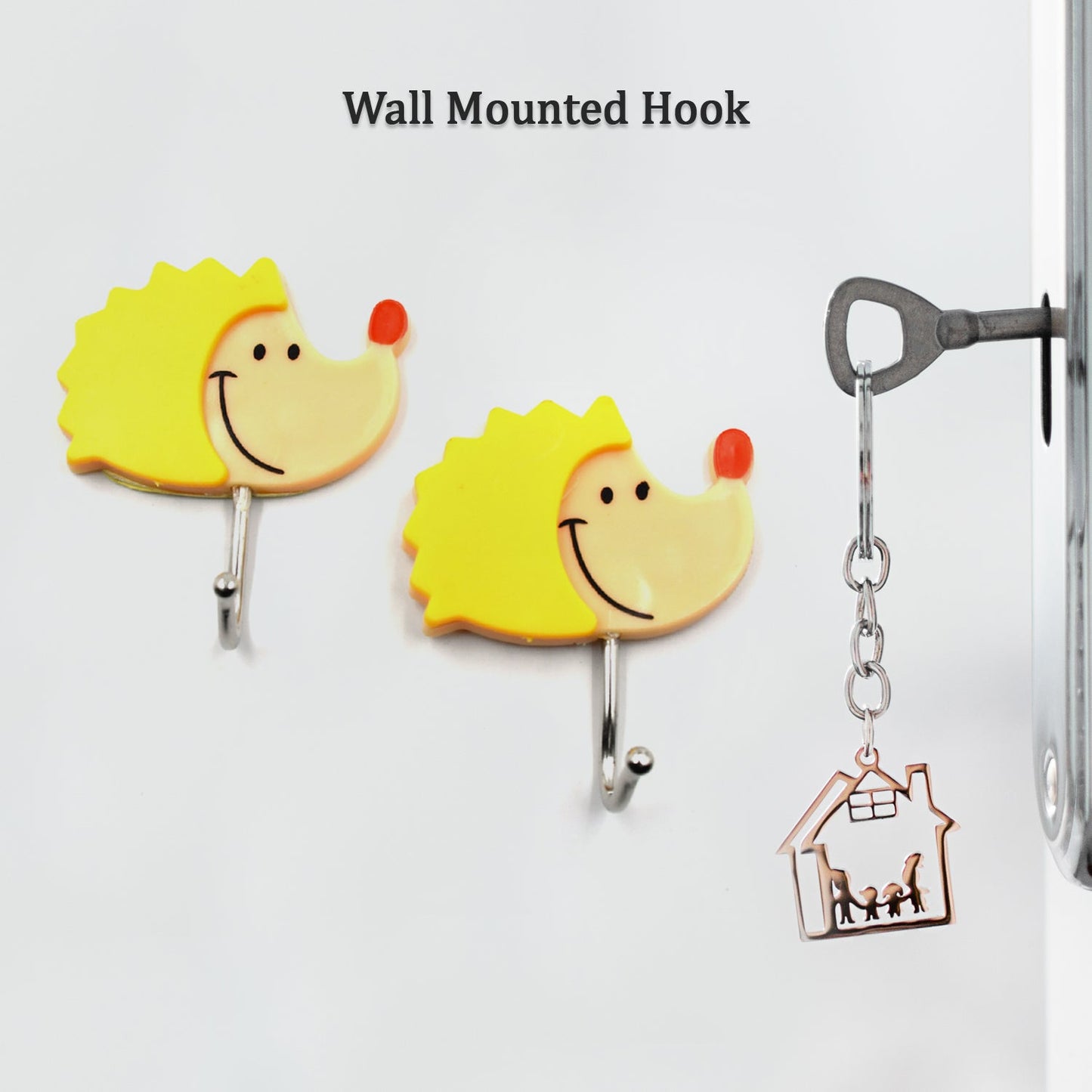 4583 Self Adhesive Smiley Cartoon Wall Hooks Multipurpose Strong Wall Sticker Hooks Wall Hook Holder Door Hanger (2pc). 