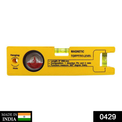 429 8-inch Magnetic Torpedo Level with 1 Direction Pin, 2 Vials and 360 Degree View DeoDap