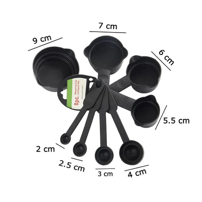 106 Plastic Measuring Cups and Spoons (8 Pcs, Black) Mishwa DeoDap