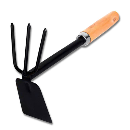 1578 2 in 1 Double Hoe Gardening Tool with Wooden Handle DeoDap