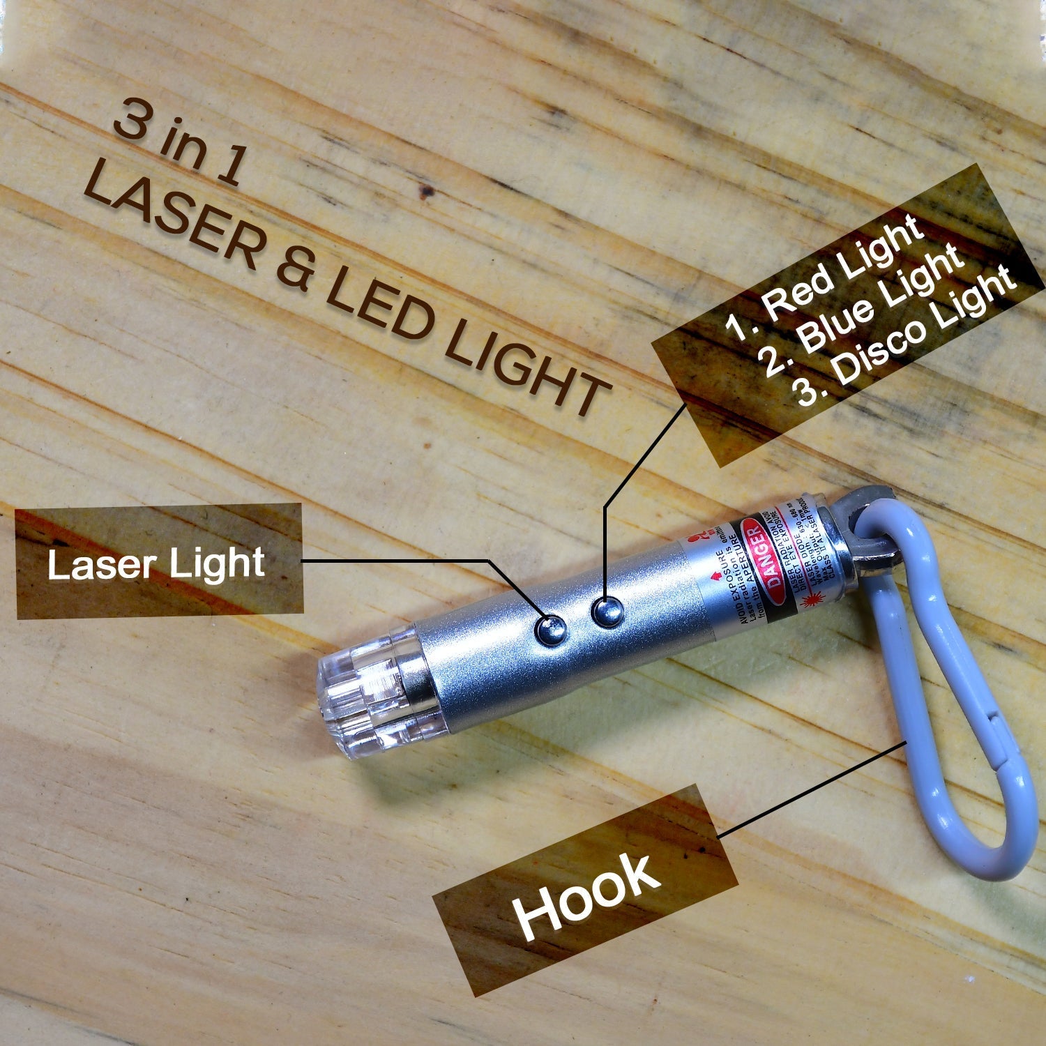 6427 3 in1 Laser Light, LED Flashlight + Torch Keychain + Laser Pointer DeoDap