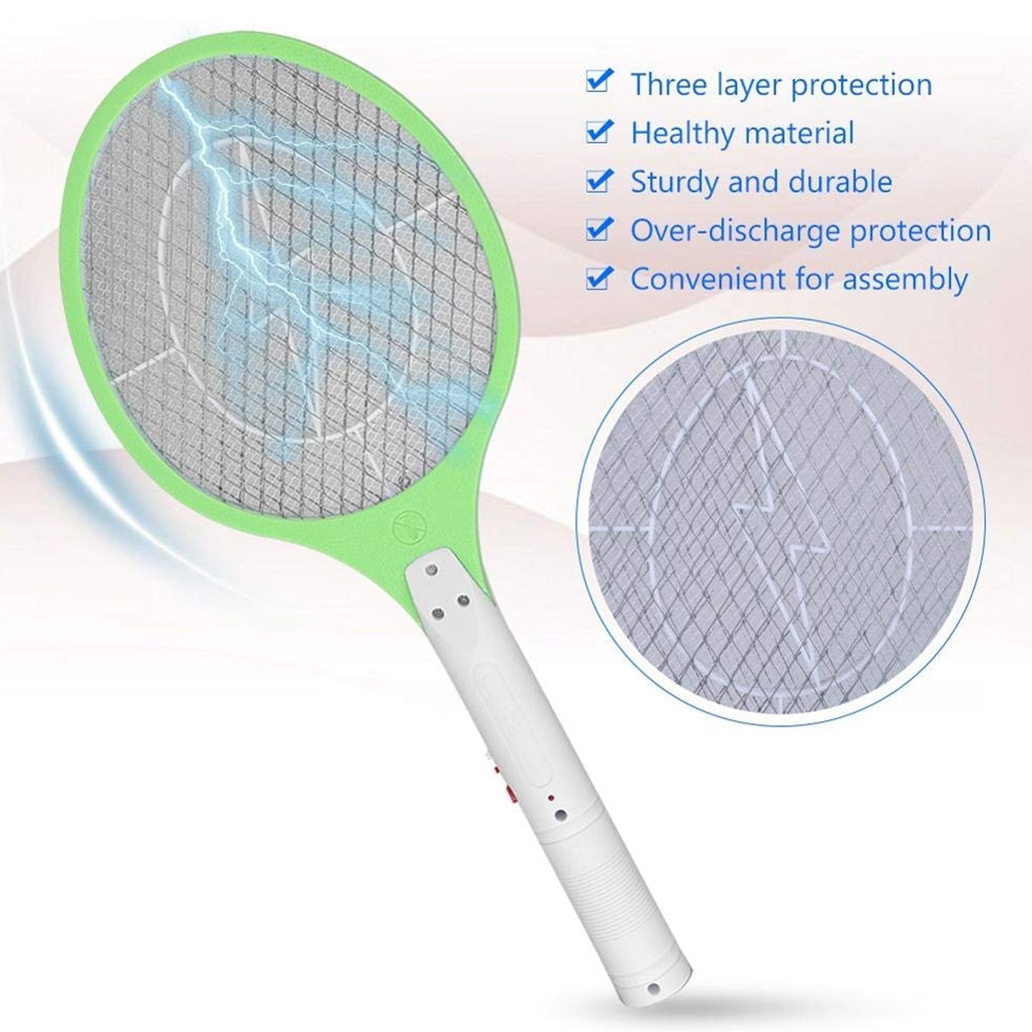 1726 Mosquito Killer Racket Rechargeable Handheld Electric Fly Swatter Mosquito Killer Racket Bat, Electric Insect Killer (Quality Assured) (with Cable) DeoDap