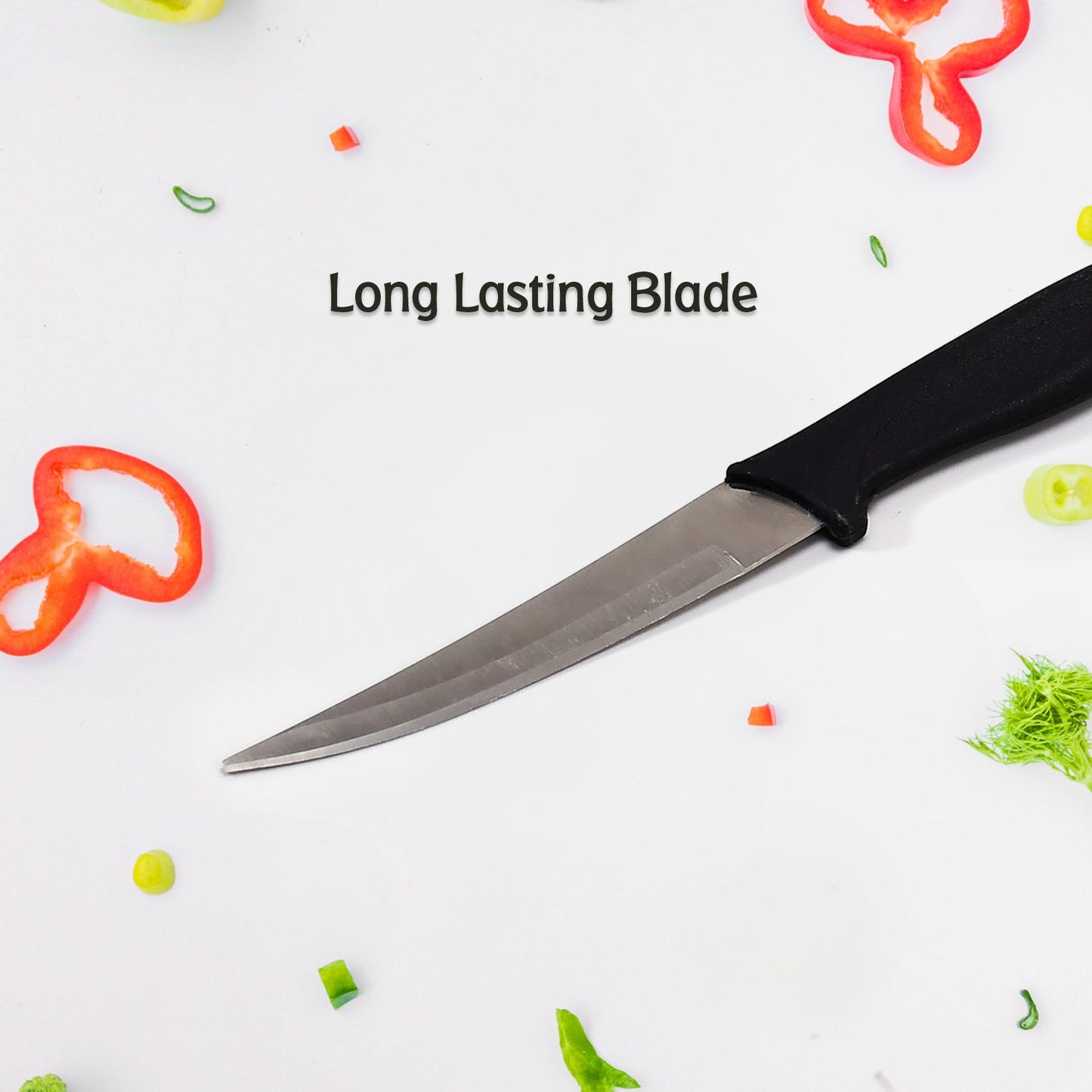 2386 Stainless Steel knife and Kitchen Knife with Black Grip Handle (21 Cm ) DeoDap