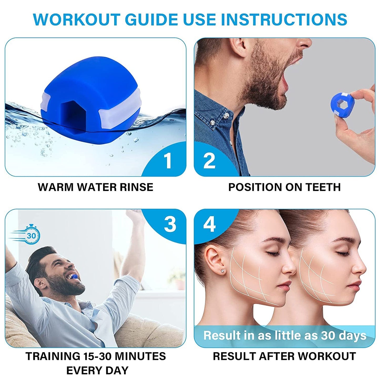 6128 DARK BLUE JAW EXERCISER USED TO GAIN SHARP AND CHISELLED JAWLINE EASILY AND FAST. DeoDap