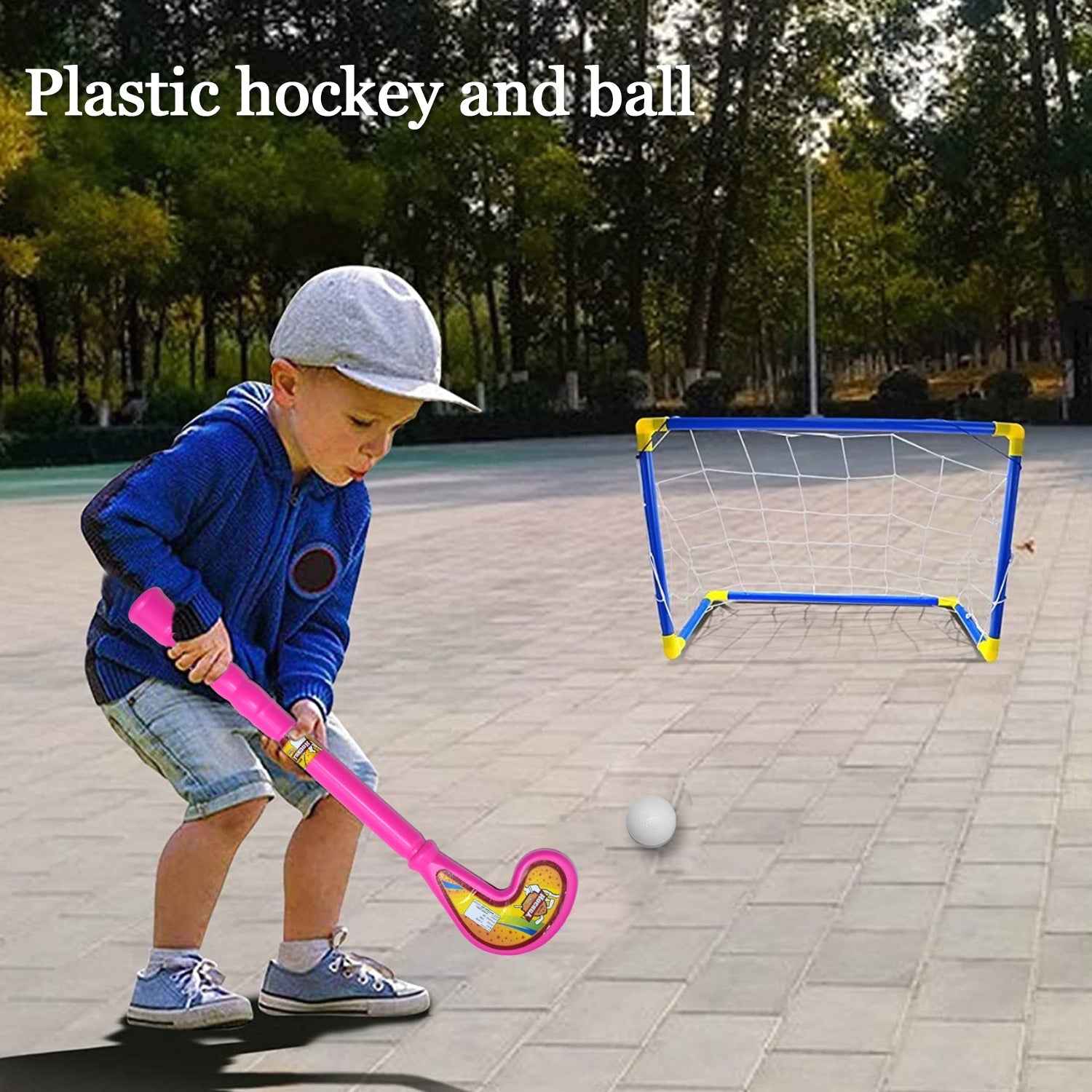 8023 Combo of Light Weight Plastic Bat, Ball & Hockey for Kids DeoDap