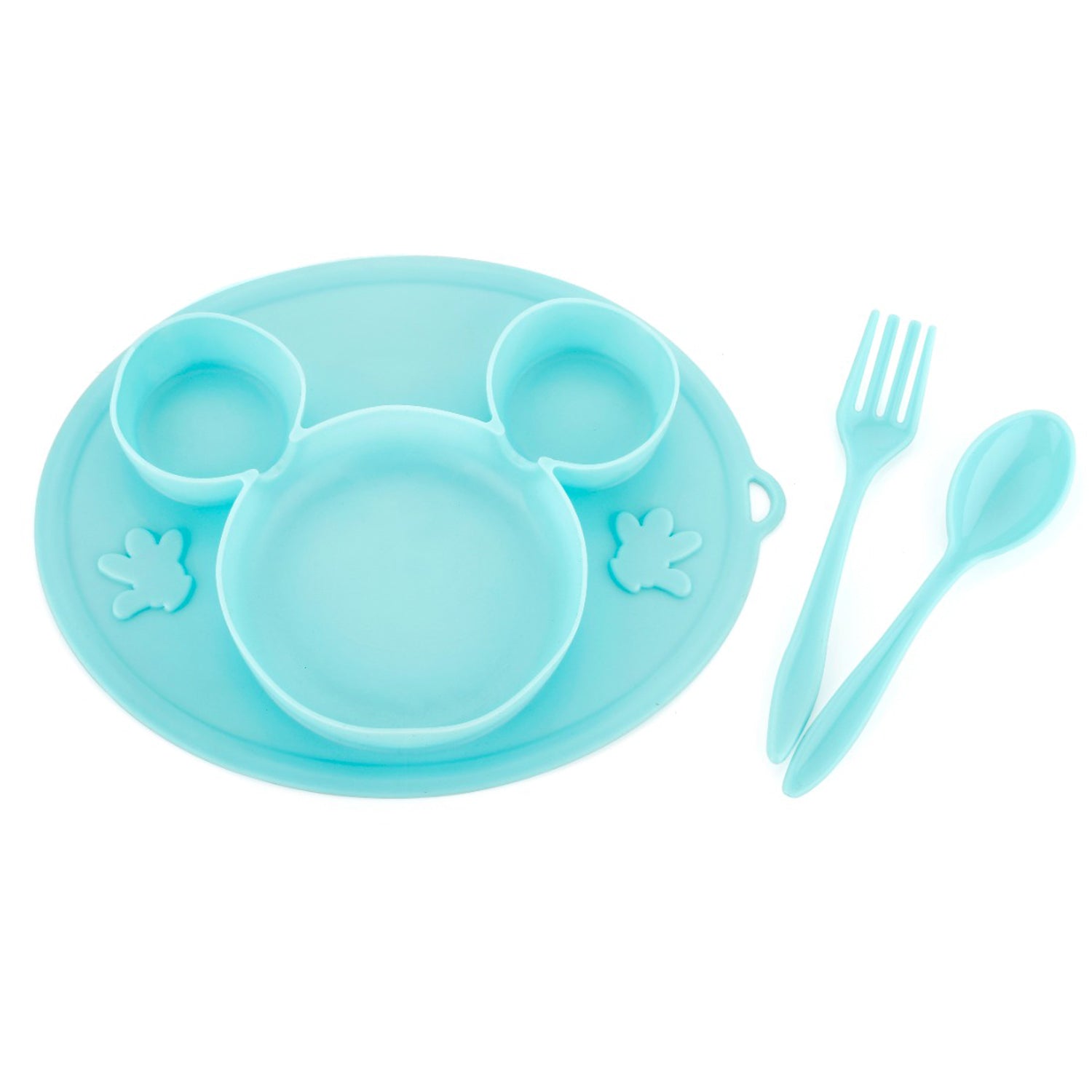 5209 Silicon Micky Plate And 1 Spoon & 1 Fork Card Paking ( 1 Pc Product) 