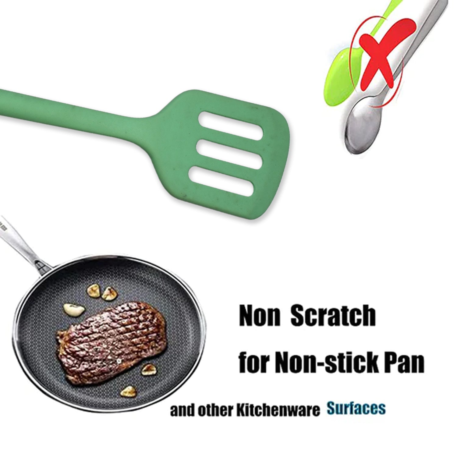 5401 Non-stick High Temperature Resistance Slotted Silicone Turners Cooking Spatula. 