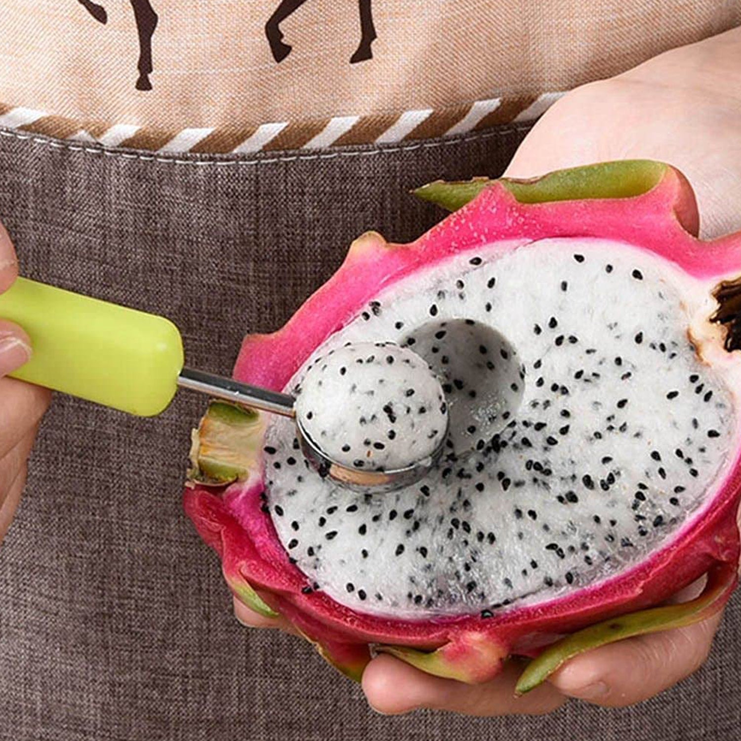 2606  4 in 1 Stainless Steel Melon Baller Seed Remover, Sorbet Dessert Ball Spoon, Fruit Digging Spoon, Double Sided Fruit Scooper, Watermelon Baller Scoop DeoDap