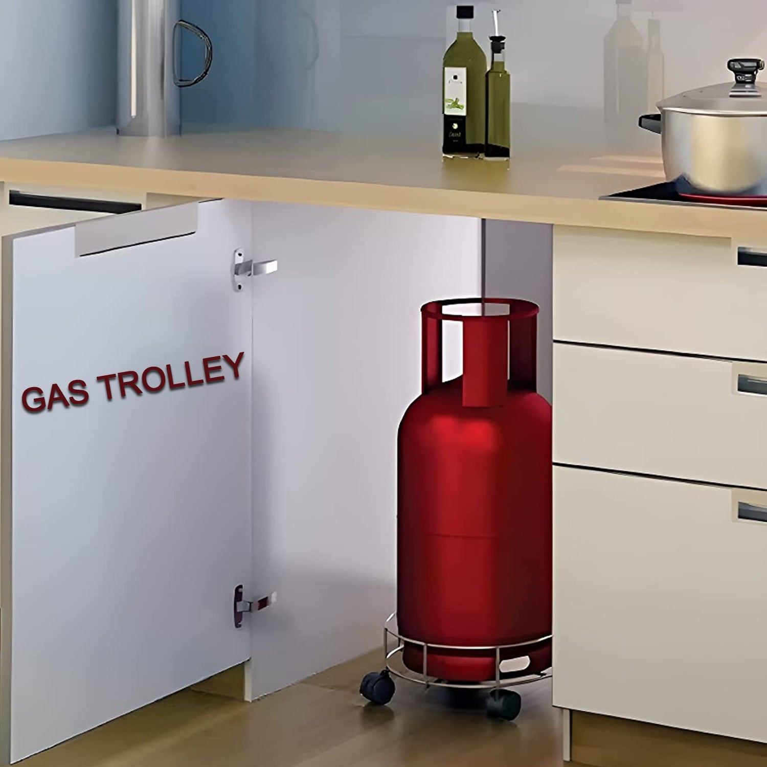 5197 Gas Trolly Steel Heavy Duty Gas Trolly For Kitchen Use DeoDap