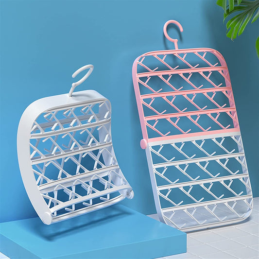 6086 Folding Sock Laundry Storage Hanger Multifunctional Underwear Drying Rack for Home Bedroom Dormitory Closet Organization Artifact folding sock hanger DeoDap