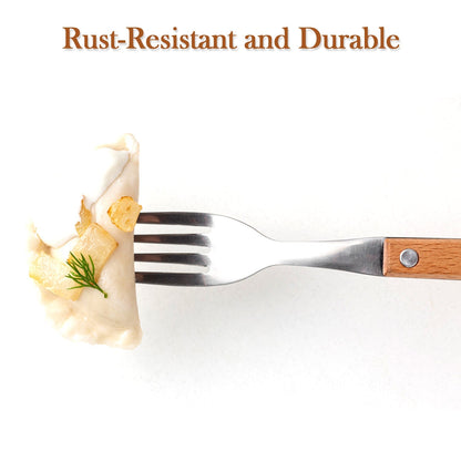 2989 1pc Stainless steel fork with wooden handle. DeoDap