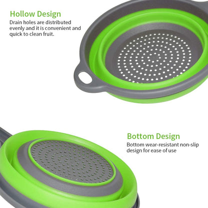 7195 Silicone Collapsible Colander Vegetable Fruit Washing Drain Strainer Basket Strainer Foldable Colander with Handle || Silicone Collapsible Colander || Fruit Basket Filter Drainer 