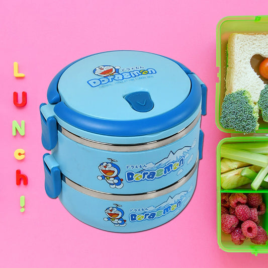 2873A Doraemon 2layer Lunch Box Steel High Quality  2 Layer Tiffin Box For Home , Office & School Use DeoDap