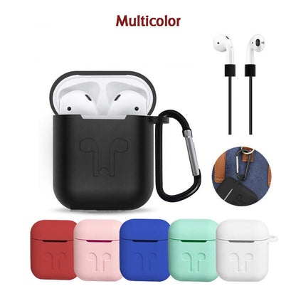 6473 Silicone Shockproof Protection Wireless Headphones Carrying Box Cover with Metal Keychain DeoDap