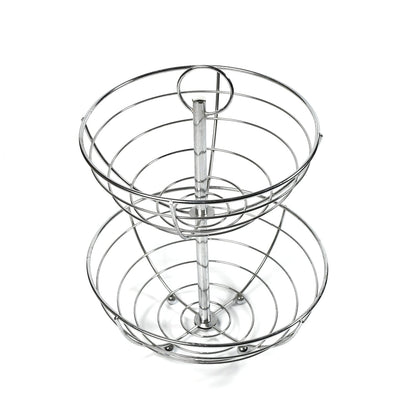 5224  2 Tier Steel Fruit Basket Bowl Fruit Bread Organizer Storage Holder Stand with Modern Design for Gift Home Party DeoDap