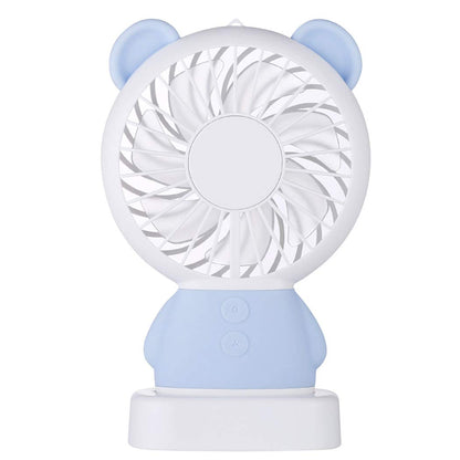 7632 MINI PORTABLE FAN USB RECHARGEABLE HANDHELD BEAR STYLE COLOR CHANGING LED LIGHT POCKET DESK LIGHT FAN DeoDap