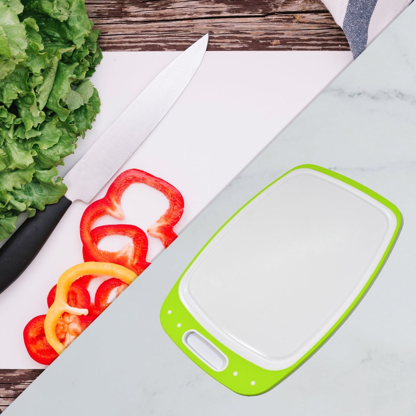 8136A Vegetables and Fruits Cutting Chopping Board Plastic Chopper Cutter Board Non-slip Antibacterial Surface with Extra Thickness DeoDap