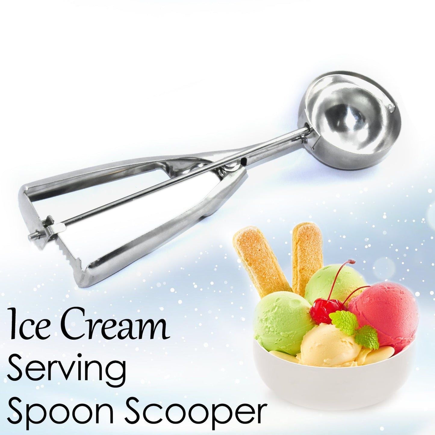 2523A Ice Cream Serving Scoop | Stainless Steel Premium Quality Ice Cream Serving Spoon Scooper with Trigger Release ( Small ) DeoDap