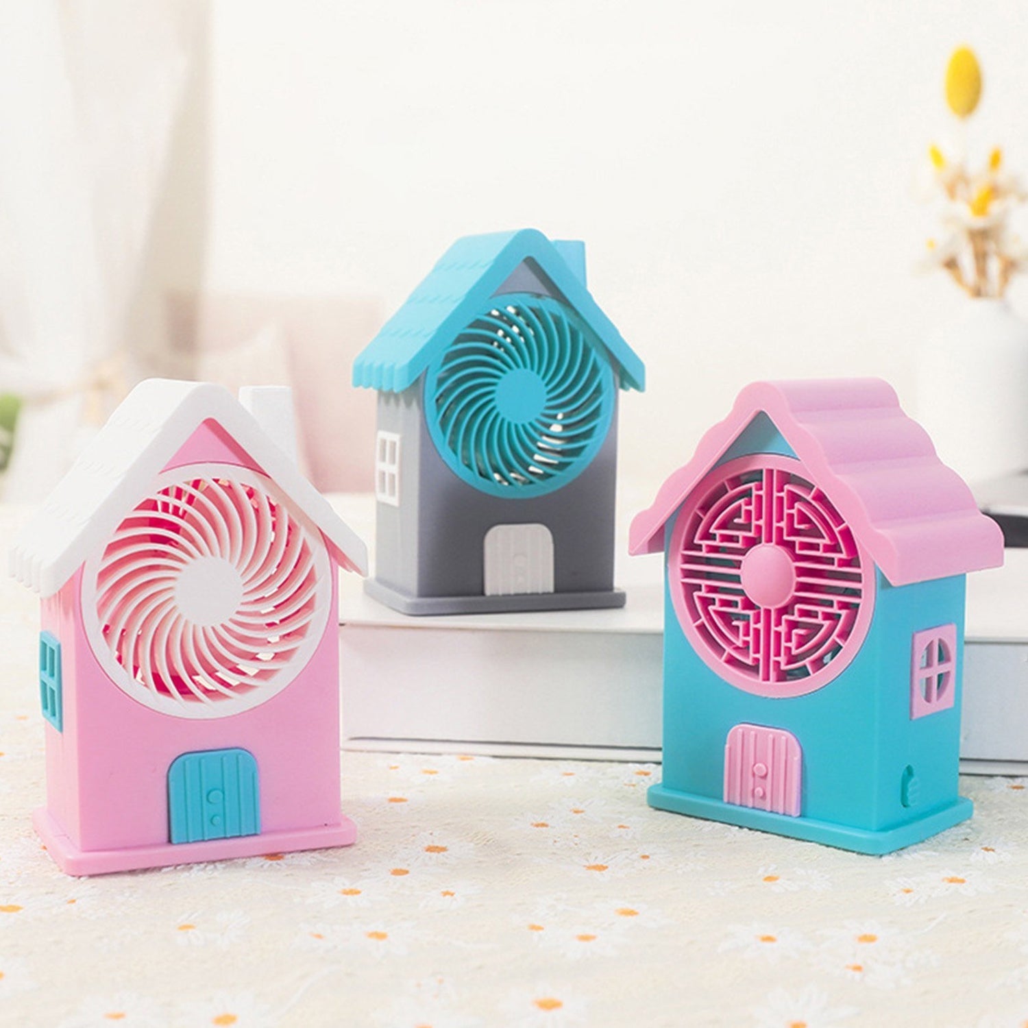 4799 Mini House Fan House Design Rechargeable Portable Personal Desk Fan For Home , Office & Kids Use DeoDap