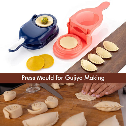 5302B Dumpling Skin Press Mould for Gujiya Ghughra Momos Making, 2 in 1 Dumpling Maker Mould Machine, Kitchen Dumpling DeoDap