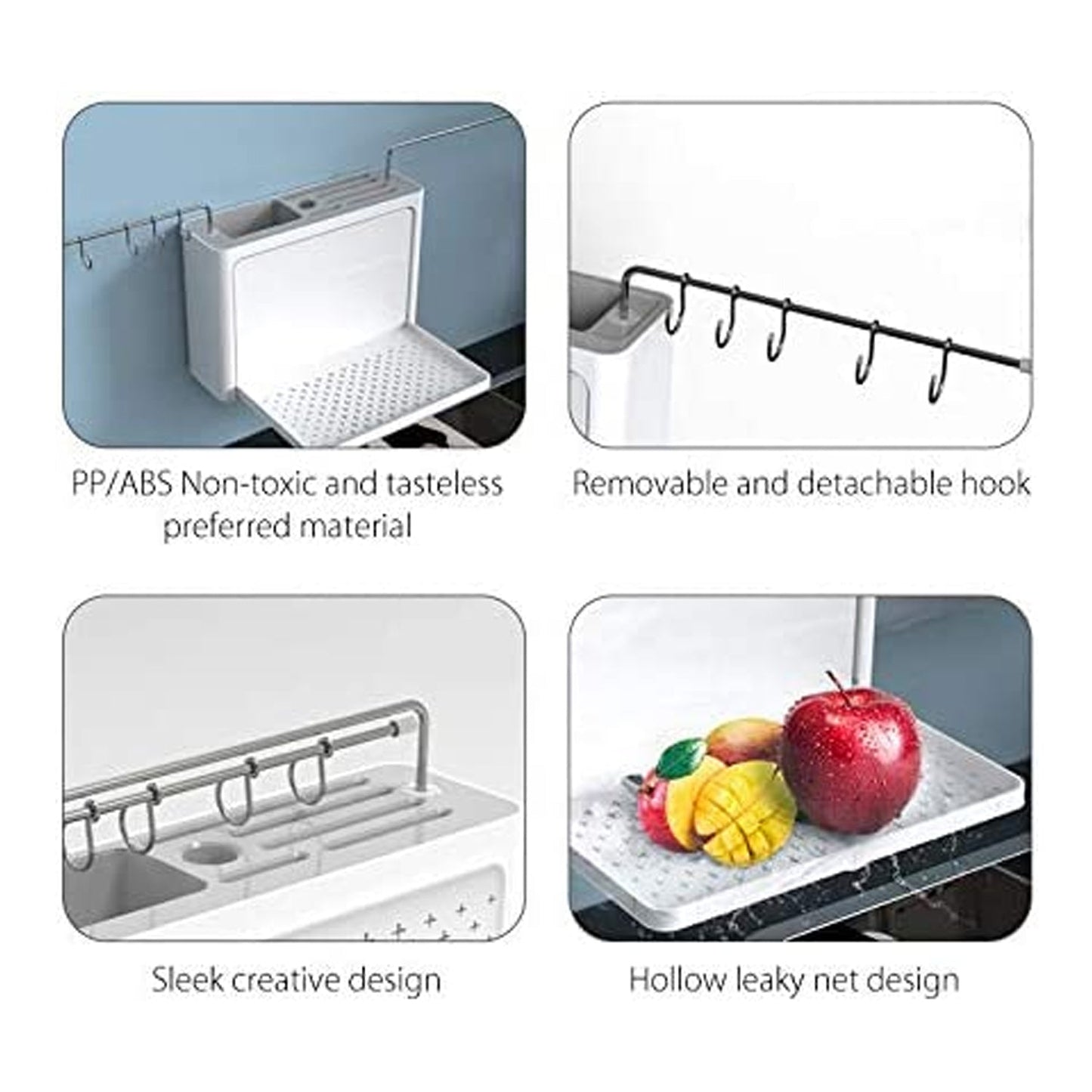 5250 Multi Purpose Wall Hanging Kitchen Storage Rack Modern Kitchen Utensil Knife Organizer With Drainer DeoDap