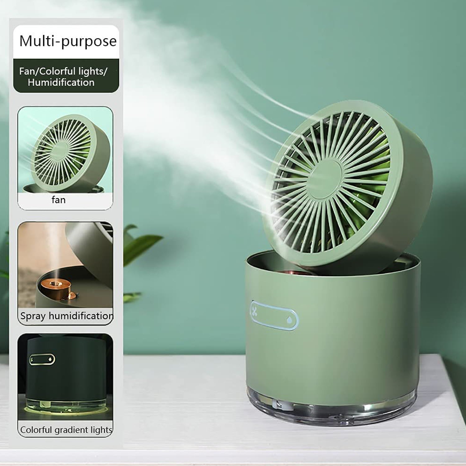 7615 Mini Desktop Cooling Fan, Automatic Shaking Head Rotating Spray humidifier Fan Water Cooling Small Fan Desktop Mini air Conditioning Fan with Small Water Tank DeoDap