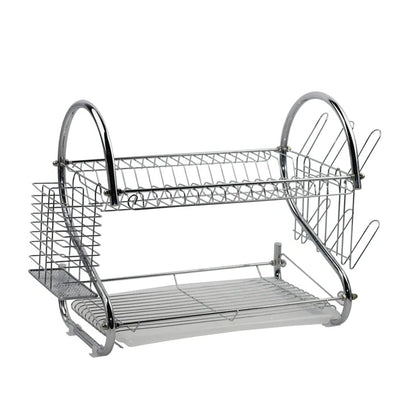 7668 Stainless Steel Drain Bowl Storage Rack Holder Plate Dish Cutlery Cup Rack with Tray Kitchen Shelf Stand DeoDap